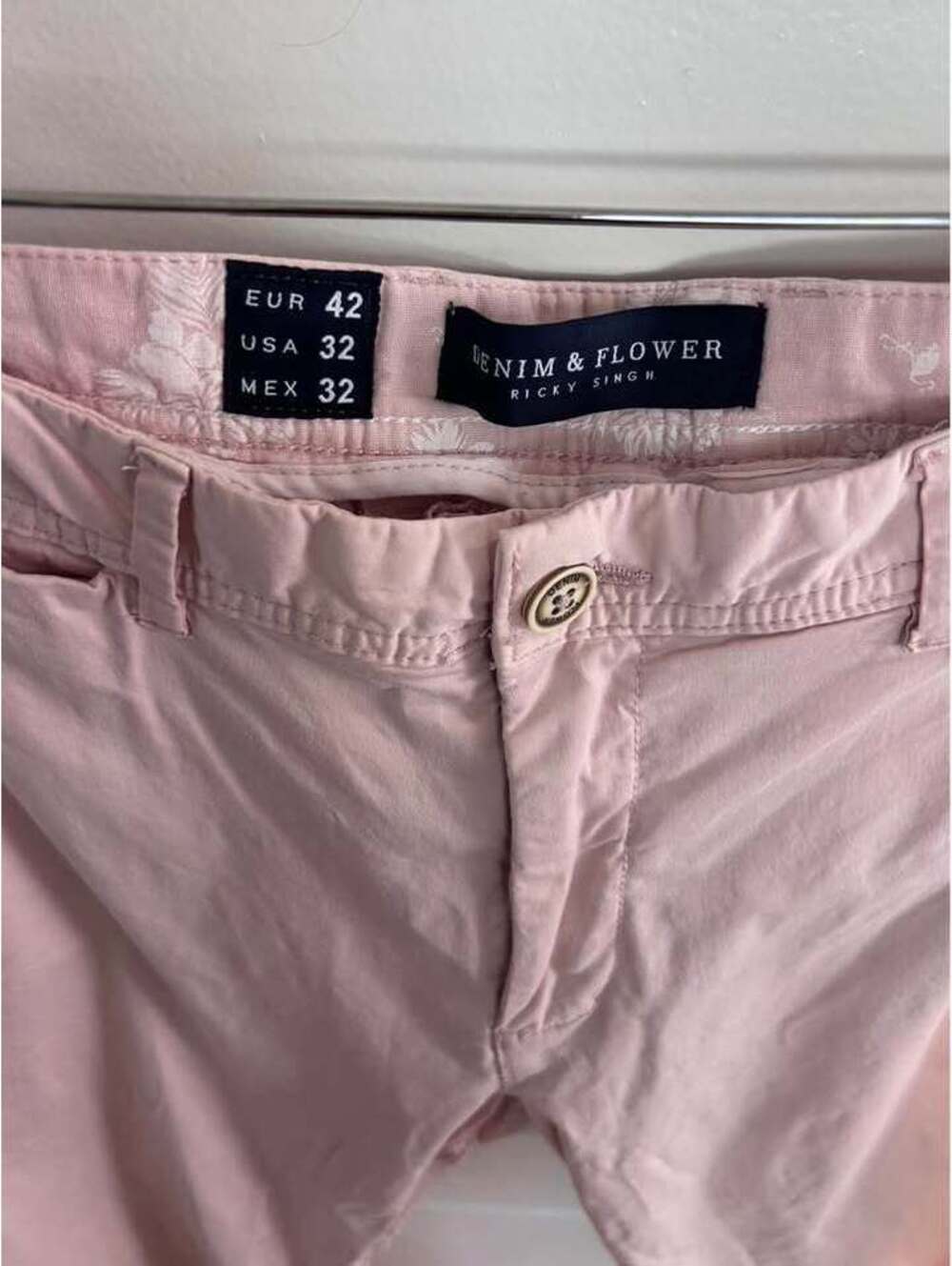 Denim & Flower Ricky Singh Pink Chino xotton Pants size 32x30